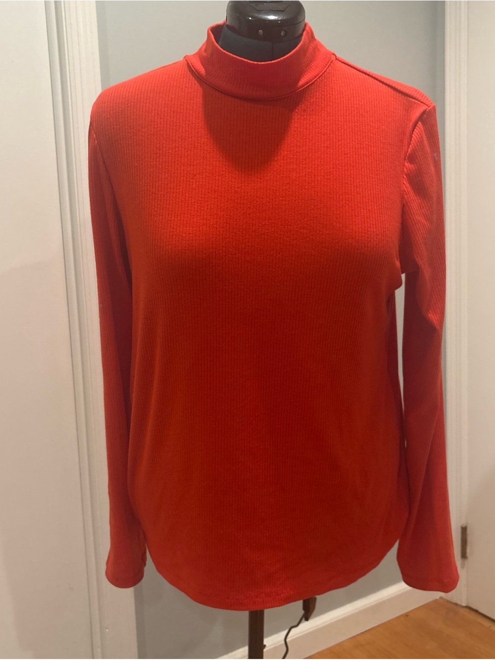 Women's Red Mock Neck Long-Sleeve Top